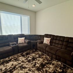  Rich Chocolate Brown Reclining Couch 