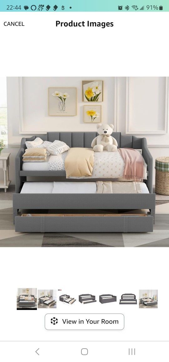 MOEO Upholstered Twin Daybed With Trundle 