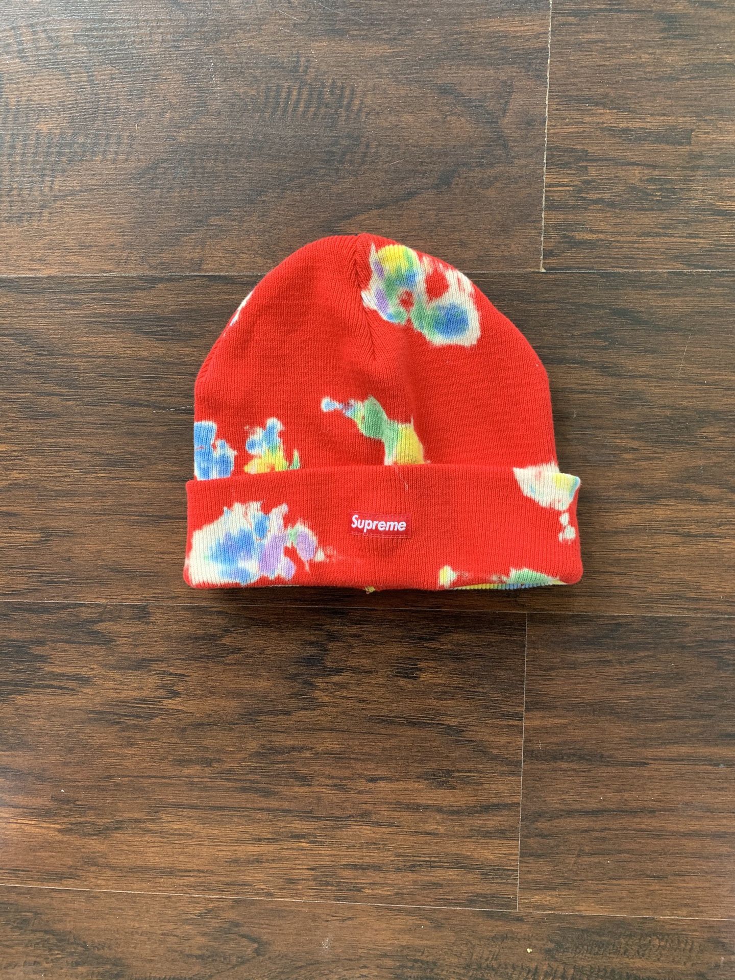 Supreme Red Splatter Dyed Beanie