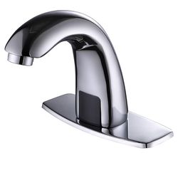 Set of 3 Charmingwater Touchless Bathroom Sink Faucet, Motion Automatic Sensor Faucet with Hole Cover Plate, Chrome