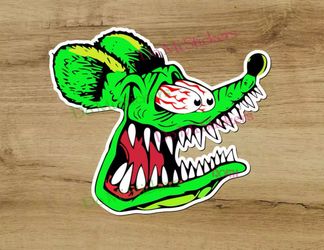 1 Rat Fink 9.5”x8” Glossy Decal Hot Rod Chevy ~Man Cave~Garage HUGE Vinyl