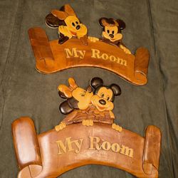 Mickey & Minnie Wood Hanging Signs 