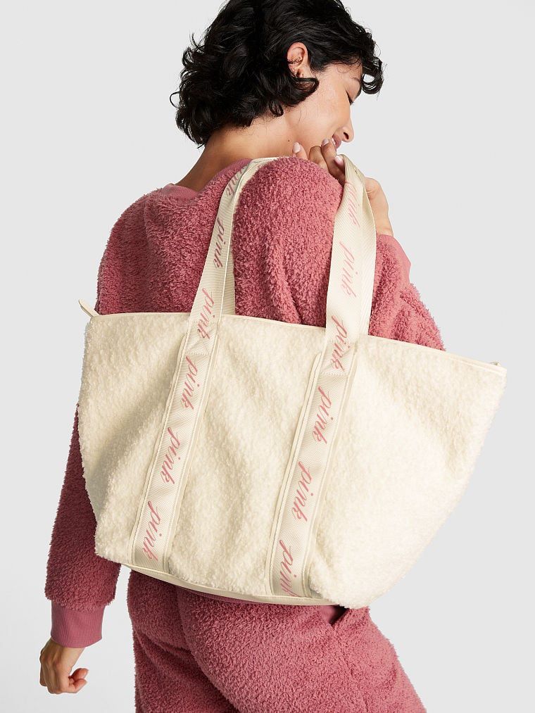 Victoria Secret Pink White cozy tote bag