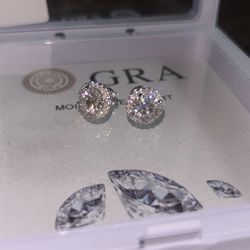 11mm Halo Earrings Passes Diamond Tester! 4ct Total