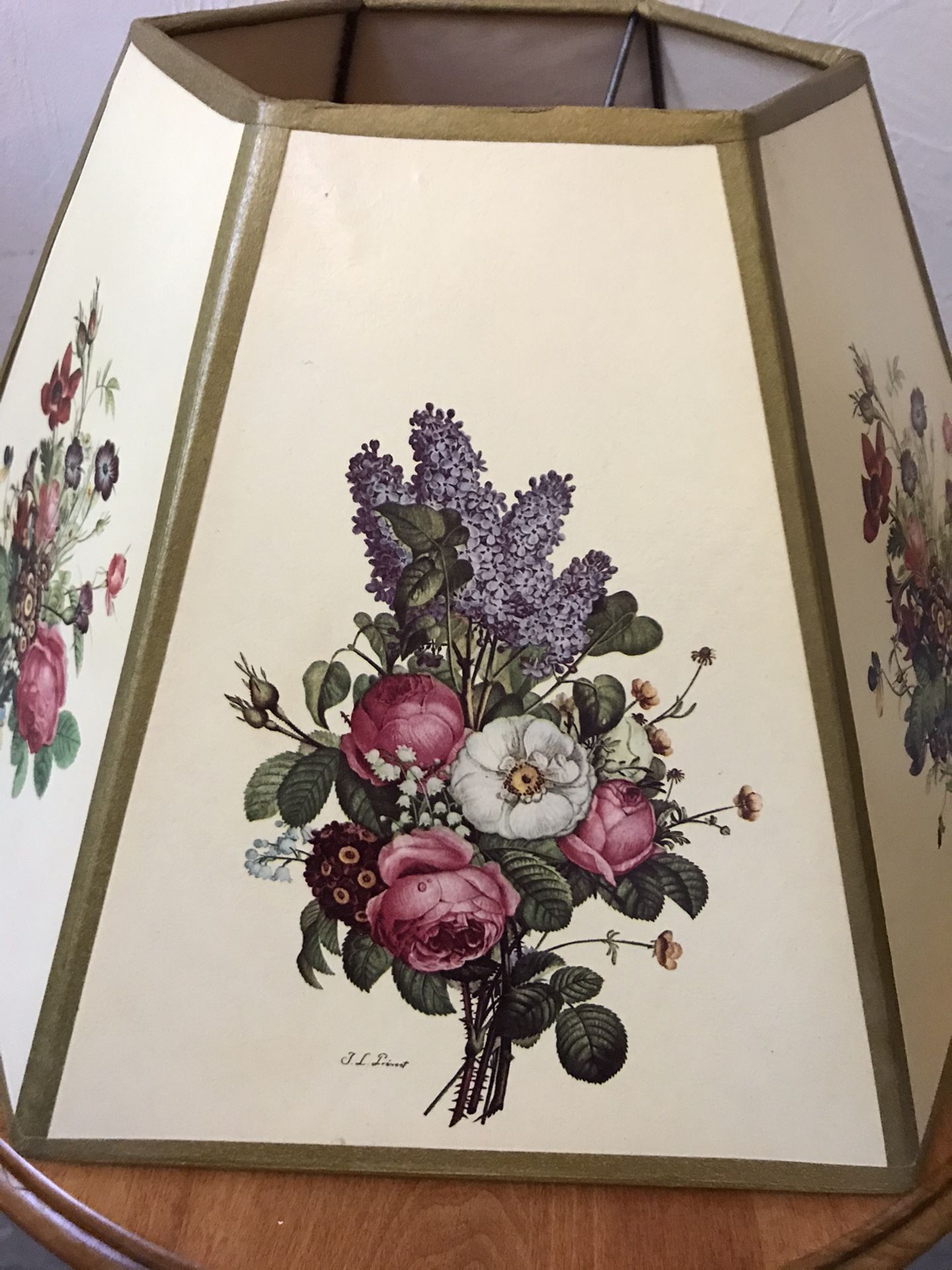 Pair of floral lamp shades by J L Prevost