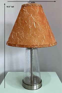 Clear Water Droplet Glass & Silver Metal Lamp with Matching Finial & Shabby Rust & White Shade