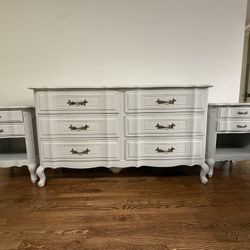 Vintage French-Style Dresser + Nightstands Set (Cat Not Included🐱) – Must Go by Saturday ✨