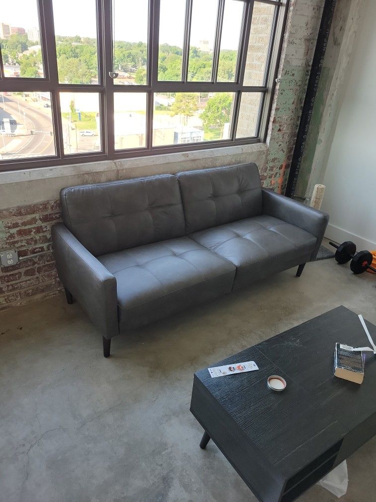 Modern Faux Leather Couch