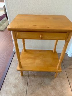 Wooden Side Table with Drawer and Shelf