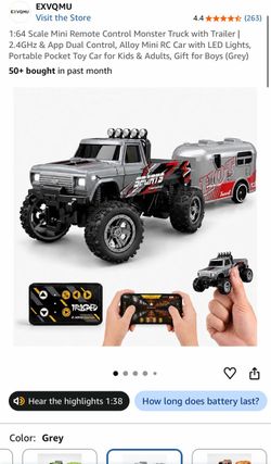 EXVQMU Mini RC Monster Truck with Trailer