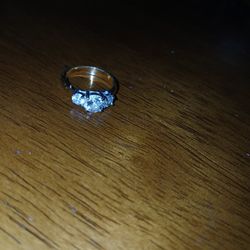Gold Tone 3 Cubic Zirconia Ring