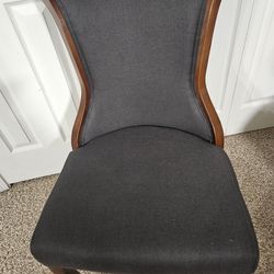 Chairs- 2 Dusty Blue/Street Blue  Grey  Dining Chairs trimmed with sturdy  brown wood