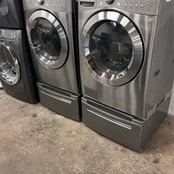 Stainless Steel Washer Dryer Set LG All Electric 