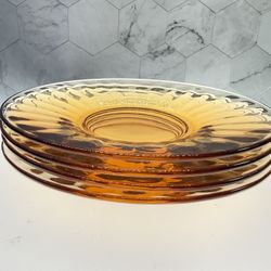 Set of (4) Rare Vintage 6" 1930s Light Amber-Color Plates. Collectable Glassware. 