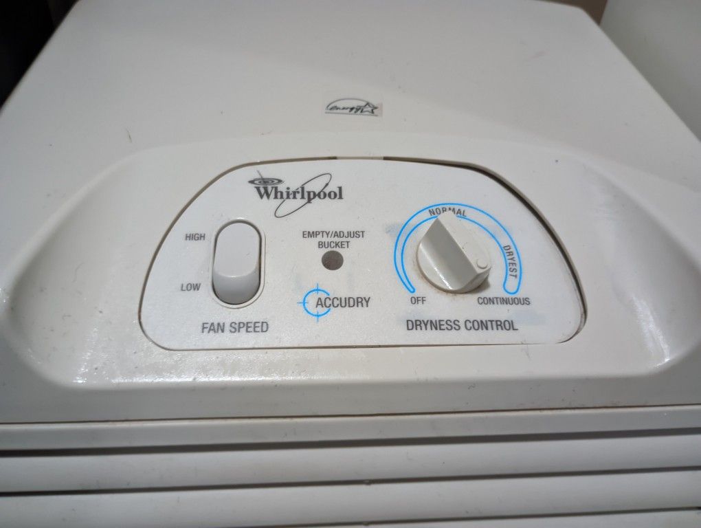 Whirlpool Dehumidifier – Clean, Works Great, Adjustable Settings, With Wheels – $120