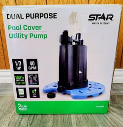 Star SPCP02 1/3 HP Automatic ON/OFF Swimming Pool Cover Pump, 25' Power Cord, 2400 GPH Fast Water Removal
