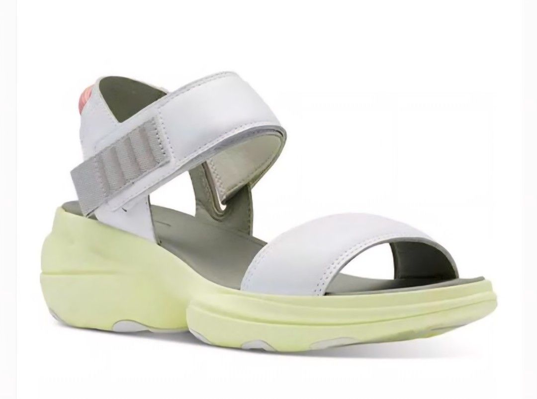 SOREL Explorer Blitz Stride Wedge Sandal In White Bolt Mint Sz 9