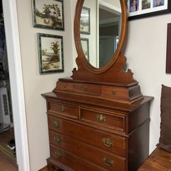 Cheery Wood Dresser With Mirror
