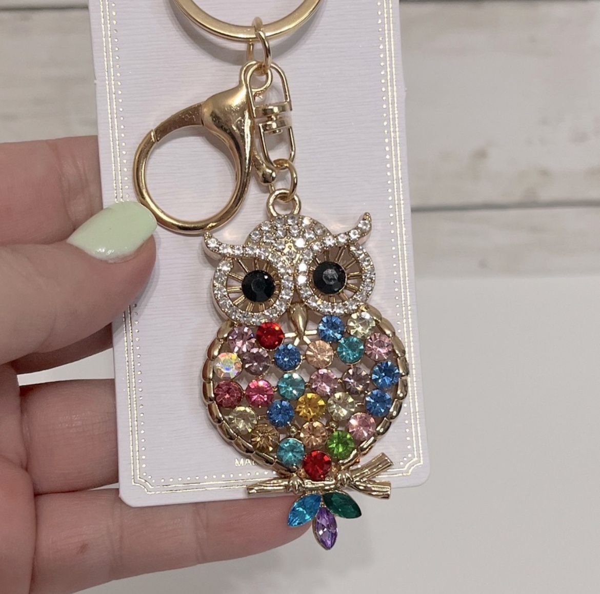 GORGEOUS Colorful Owl Keychain with Crystals PRICE FIRM