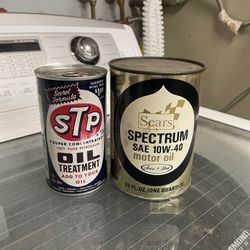 Vintage Sears Oil Can and STP Oil Treatment (Sealed)