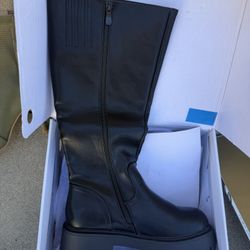 Platform Knee High Boots Black 