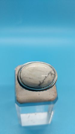 .925 Sterling silver big white stone ring