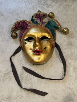 Authentic Ivan Minio Venetian Italian Paper Mache Harlequin Mask