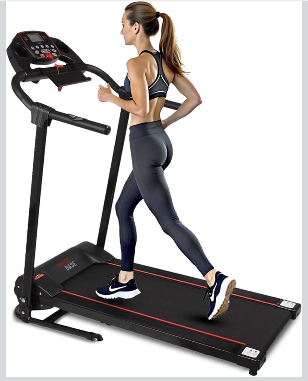  Electric Folding Treadmill Exercise Machine - Smart Compact Digital Fitness Treadmill Workout Trainer w/Bluetooth App Sync, Manual Incline 