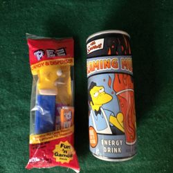 Simpsons Homer Pez Dispenser, With Flaming Moe's Drink Can ** Empty ***