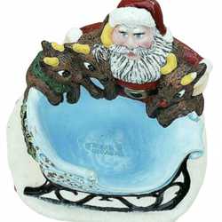 RARE UNIQUE ACCENTS UNLIMITED/ WEE CRAFTS SANTA CHRISTMAS GOODIES TREAT BOWL.