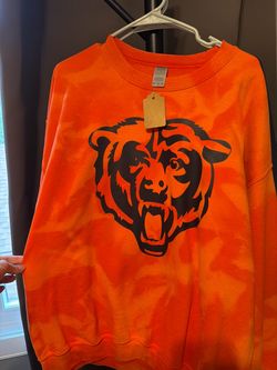 Orange Bleached Chicago Bears Crewneck Sweater