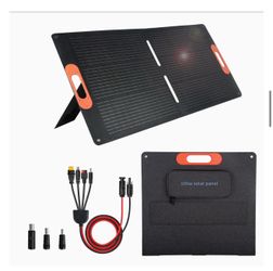 100W Portable Solar Panel for Power Station Generator,100 Watt Foldable Solar Panel Charger with MC4 Output,3-in-1 DC Connector,23.5% High Efficiency 