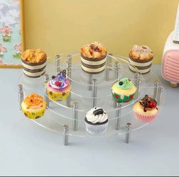 2pcs Acrylic Display Risers, 3Tier Clear Cupcake Stand Risers, Perfume Stand
