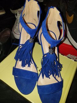 Blue fringe sexy heel