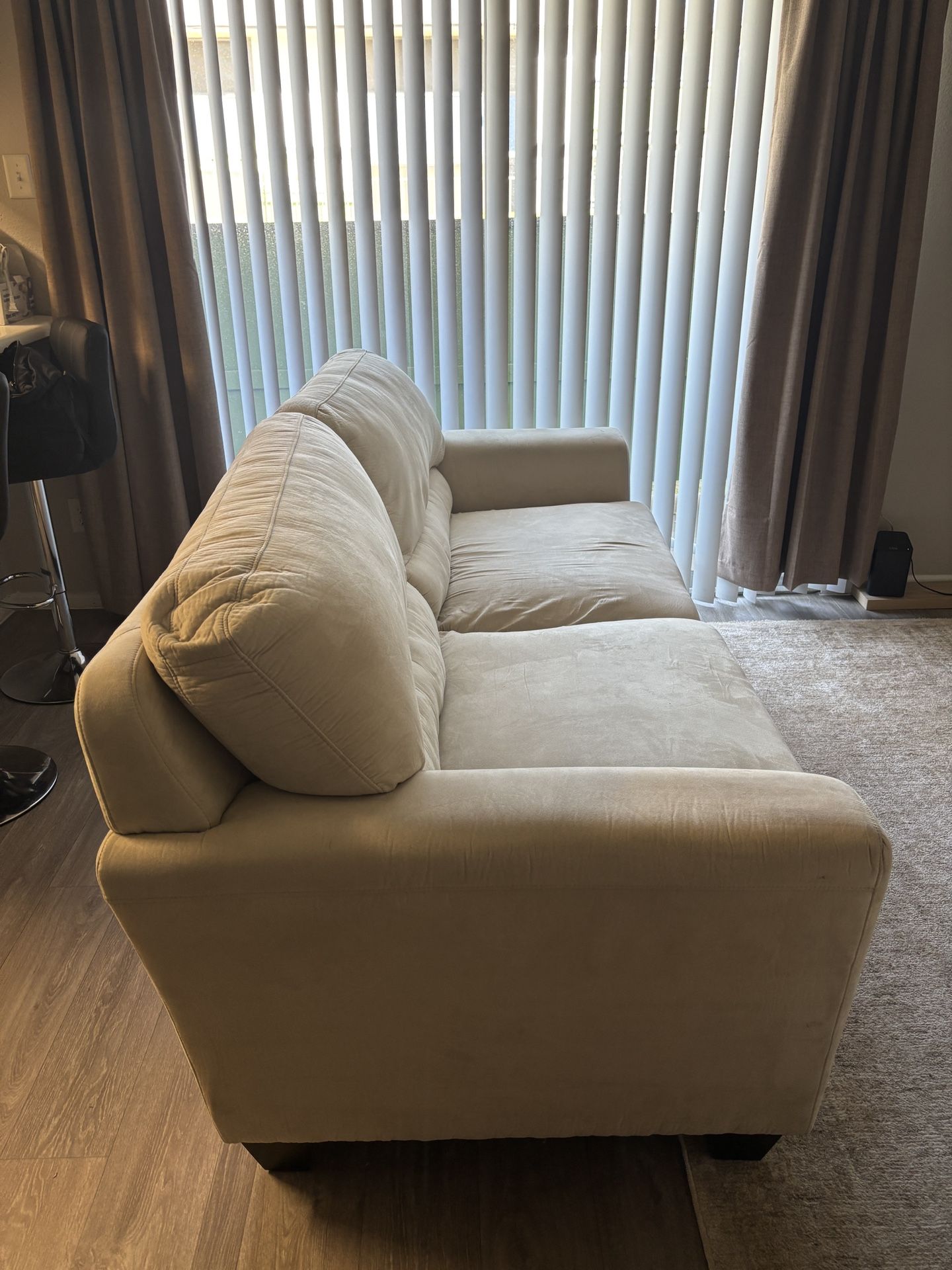 Used Suede Cream Colored Couch Set