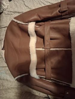 Vegan Leather Sherpa Coat