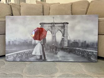 Large Canvas Portrait - Couple on Brooklyn Bridge