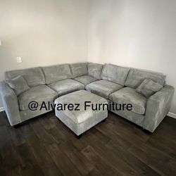 Corduroy Sectional Sofa With Ottoman