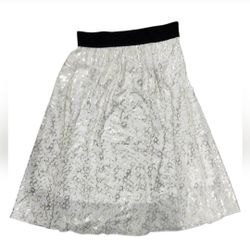 LulaRoe Size Small Shiny Gold White Lola Skirt New