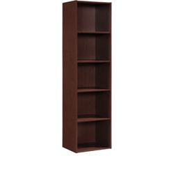  Shelf Bookcase Organizer, Mahogany Wood Finish