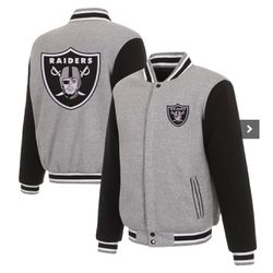Men's Las Vegas Raiders JH Design Gray/Black Reversible Fleece Full-Snap Jacket 2XL