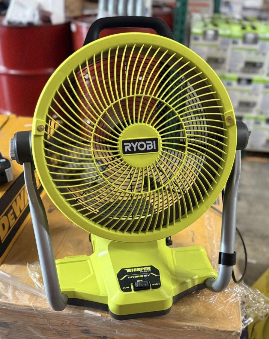 RYOBI ONE+ 18V Cordless Hybrid WHISPER SERIES 12 in. Misting Air Cannon Fan (Tool Only)