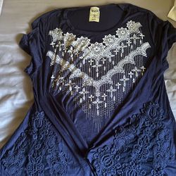Vocal USA Dark Blue Rhinestone Shirt