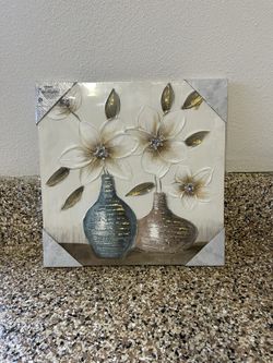 Square Wall Art | 16" x 16" | Oil Canvas - Pastel Vase