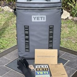 Yeti Hopper BackFlip 24 Soft Sided Backpack Cooler Charcoal W/ Straps & Stickers