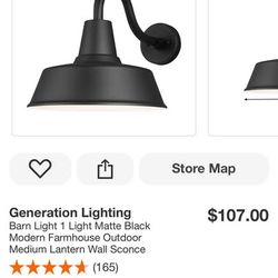 Generation Lighting Farmhouse Outdoor Barn Light – New (Matte Black)