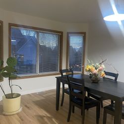 Black Wood Dinning Table 4 Chairs And Table