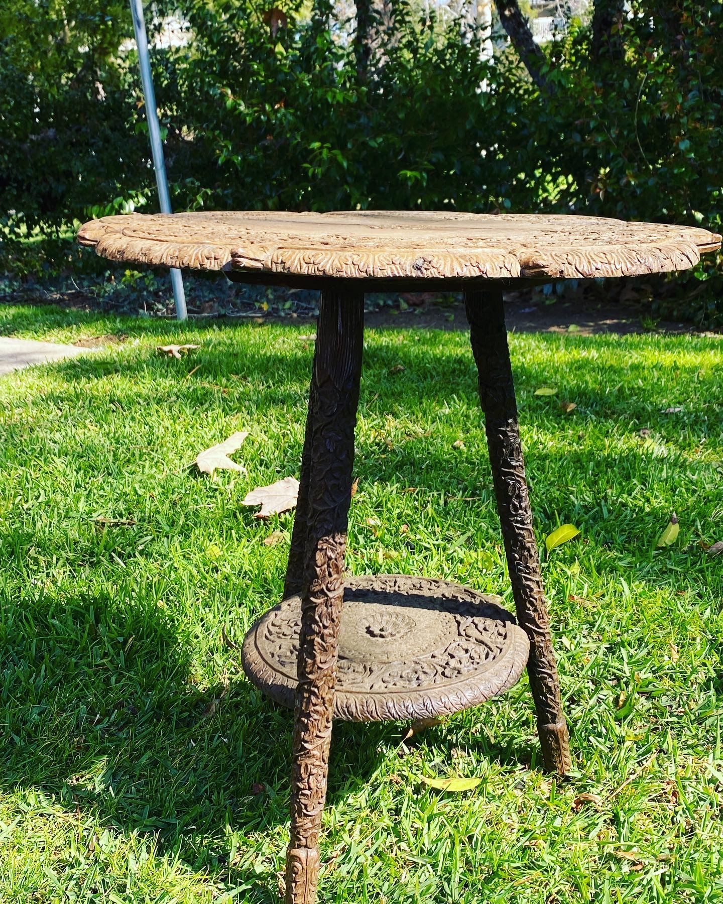 Antique 1800’s Anglo Burmese Hand Carved Side Table