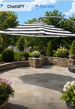 Stylish Black and White Striped Outdoor Cantilever Umbrella