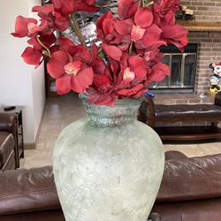 Large Tall Vase & Artificial Flowers